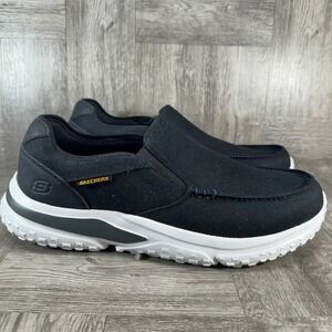 Skechers Slip-on Mens 12 Black Canvas Casual Memory Foam NEW 182003R